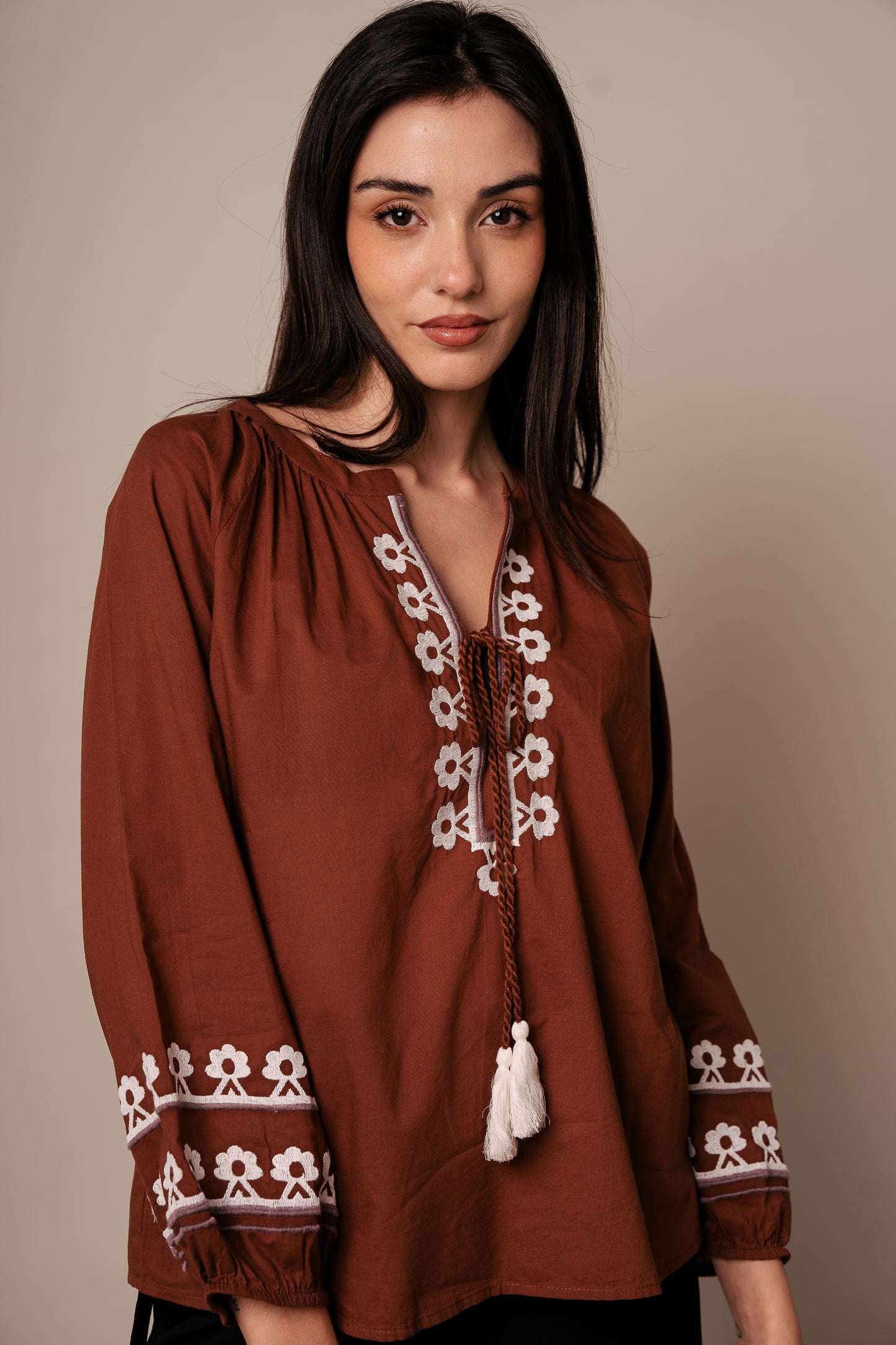 Penny Blouse - Brown - Pack of 3 (1S-1M-1L)